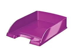 Corbeille à courrier leitz wow polystyrène 255x70x357mm superposable verticale/escalier coloris violet métallisé