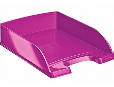 Corbeille à courrier leitz wow polystyrène 255x70x357mm superposable verticale/escalier coloris violet métallisé