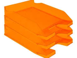 Corbeille à courrier q-connectpolypropylène documents a4+ 240x320mm empilable 350x255x65mm coloris orange transparent