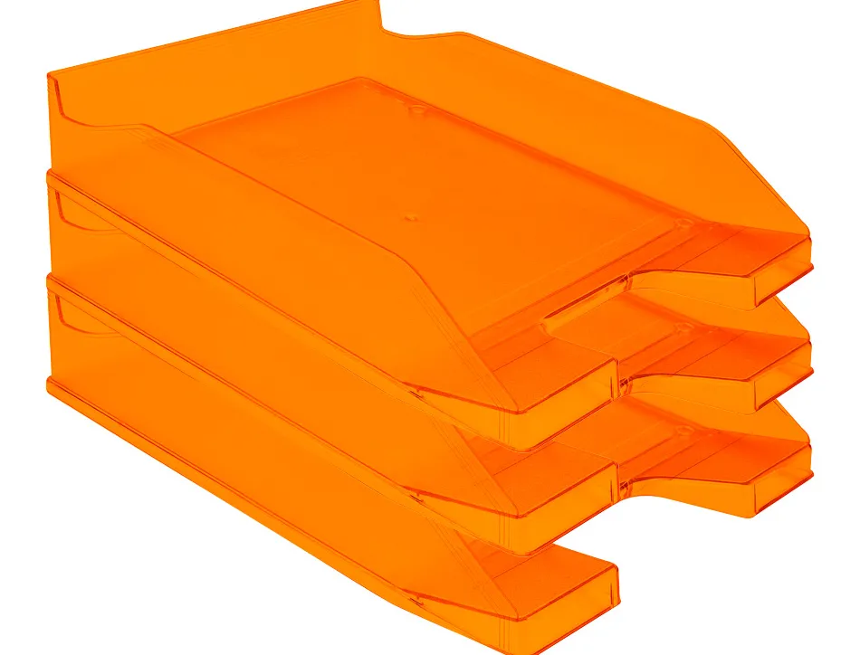Corbeille à courrier q-connectpolypropylène documents a4+ 240x320mm empilable 350x255x65mm coloris orange transparent