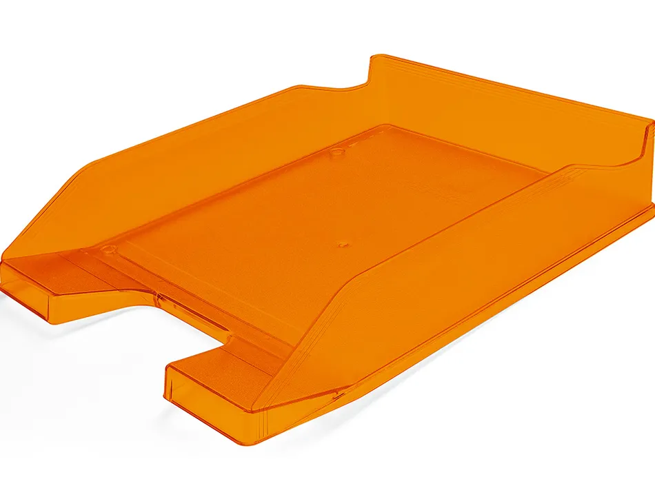 Corbeille à courrier q-connectpolypropylène documents a4+ 240x320mm empilable 350x255x65mm coloris orange transparent