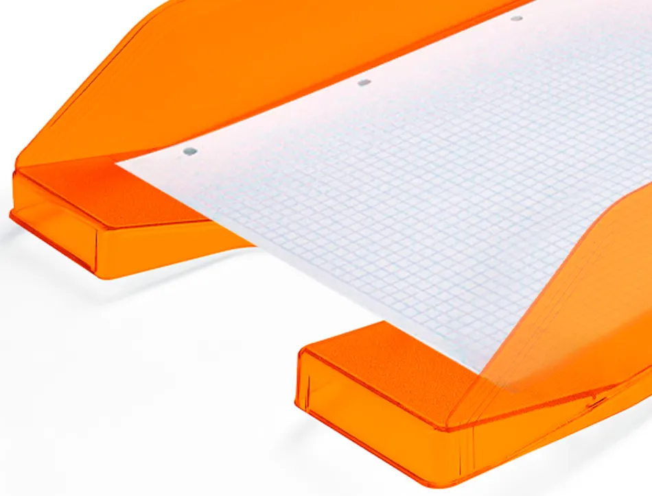 Corbeille à courrier q-connectpolypropylène documents a4+ 240x320mm empilable 350x255x65mm coloris orange transparent