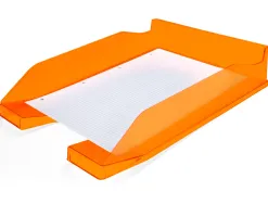 Corbeille à courrier q-connectpolypropylène documents a4+ 240x320mm empilable 350x255x65mm coloris orange transparent