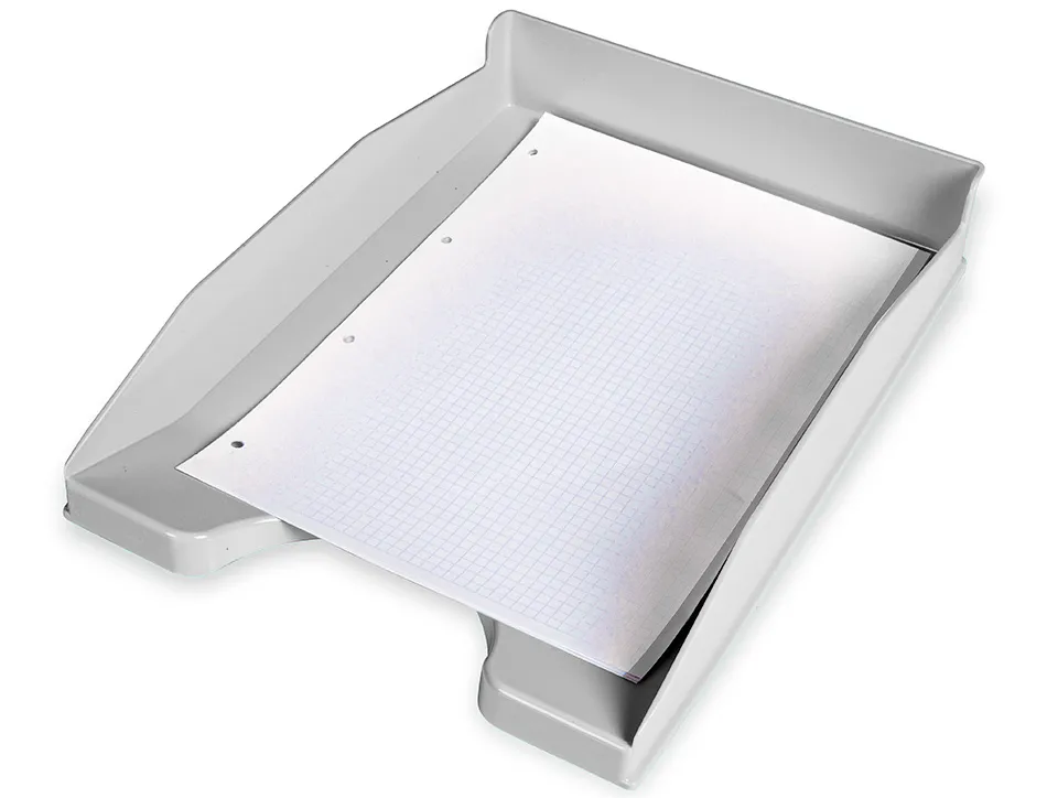 Corbeille à courrier q-connectpolypropylène documents a4+ 240x320mm empilable 350x255x65mm coloris gris opaque