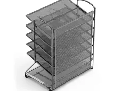 Corbeille à courrier q-connect maille métallique 5 étagères 325x230x390mm coloris noir set 6 unités