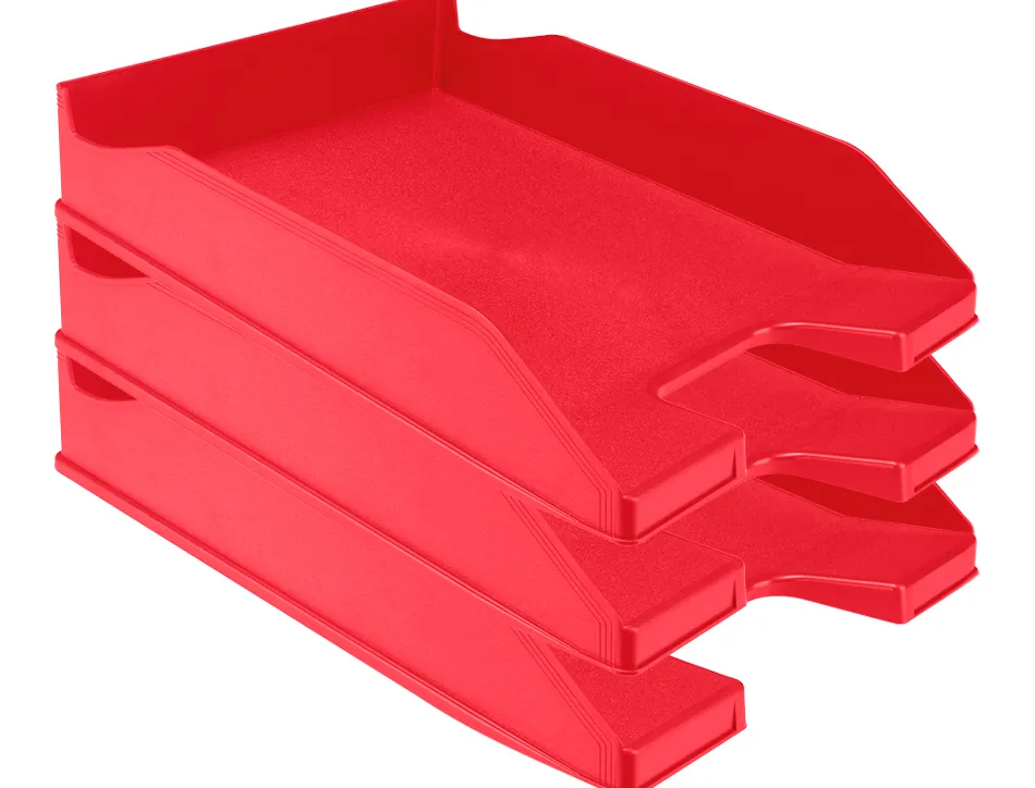 Corbeille à courrier q-connectpolypropylène documents a4+ 240x320mm empilable 350x255x65mm coloris rouge opaque