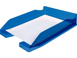 Corbeille à courrier q-connectpolypropylène documents a4+ 240x320mm empilable 350x255x65mm coloris bleu transparent