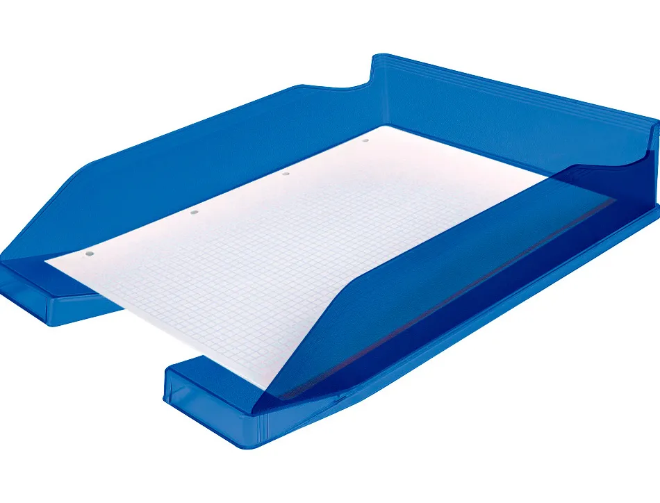 Corbeille à courrier q-connectpolypropylène documents a4+ 240x320mm empilable 350x255x65mm coloris bleu transparent