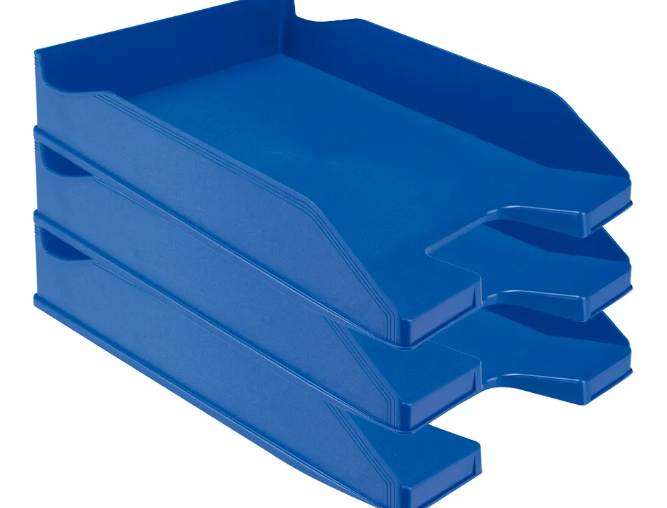 Corbeille à courrier q-connectpolypropylène documents a4+ 245x320mm empilable 350x255x65mm coloris bleu opaque