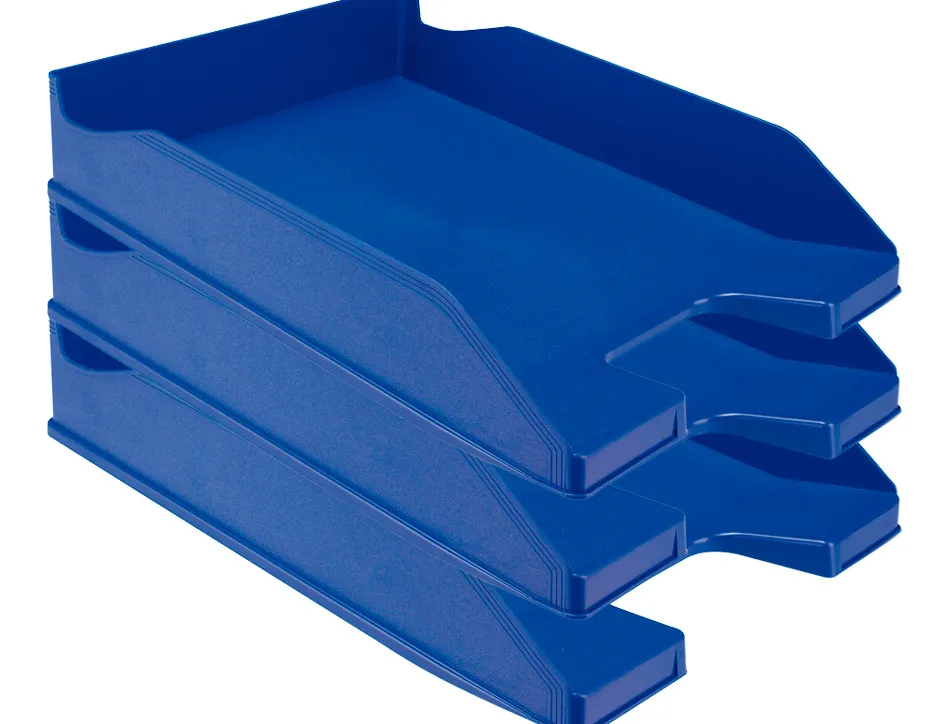 Corbeille à courrier q-connectpolypropylène documents a4+ 245x320mm empilable 350x255x65mm coloris bleu opaque