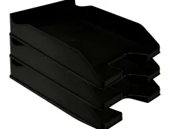 Corbeille à courrier q-connectpolypropylène documents a4+ 240x320mm empilable 350x255x65mm coloris noir opaque