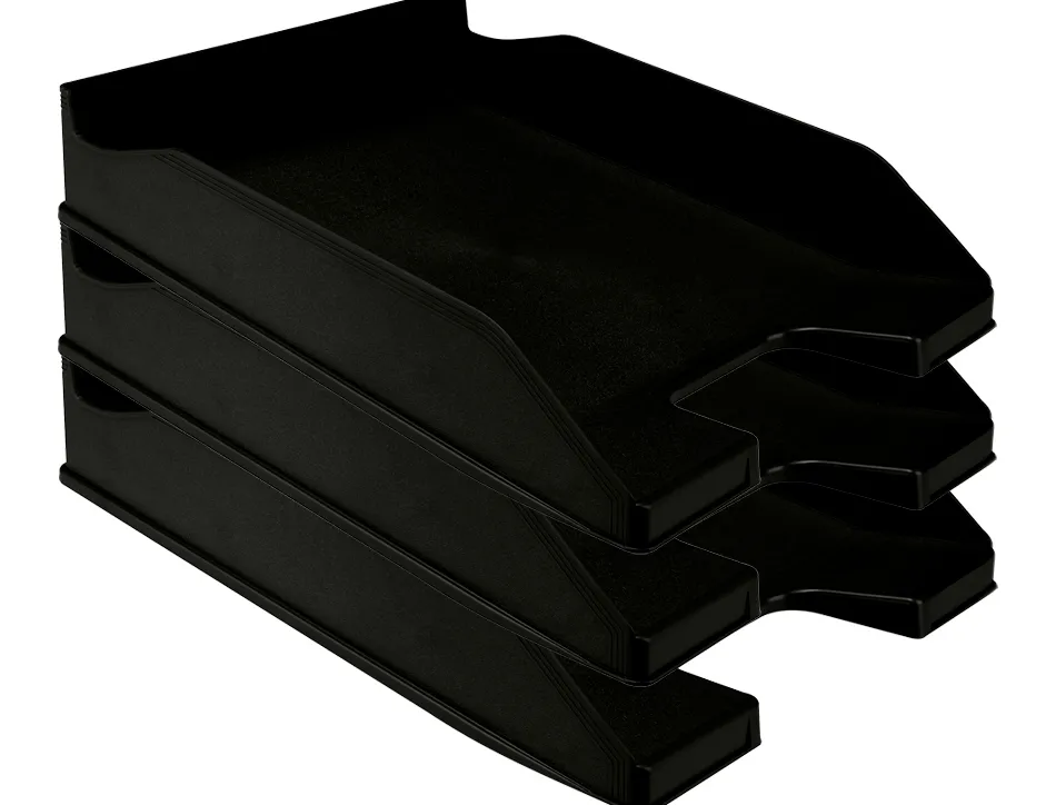 Corbeille à courrier q-connectpolypropylène documents a4+ 240x320mm empilable 350x255x65mm coloris noir opaque