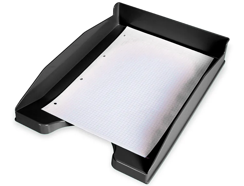 Corbeille à courrier q-connectpolypropylène documents a4+ 240x320mm empilable 350x255x65mm coloris noir opaque