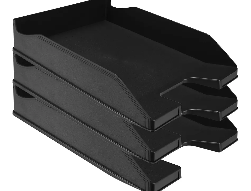 Corbeille à courrier q-connectpolypropylène documents a4+ 240x320mm empilable 350x255x65mm coloris noir opaque