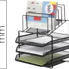 Corbeille à courrier q-connect maille métallique 3 corbeilles 5 trieurs à enveloppes 300x350x420mm noir 3 unités