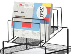 Corbeille à courrier q-connect maille métallique 3 corbeilles 5 trieurs à enveloppes 300x350x420mm noir 3 unités