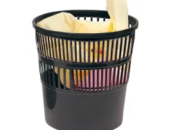 Corbeille à papier q-connect ajourée polystyrène souple et très résistant 15l coloris noir