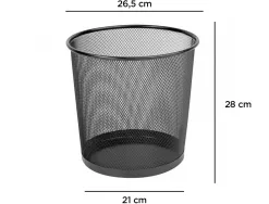Corbeille à papier q-connect maille métallique 13l 265mm diamètre hauteur 280mm coloris noir