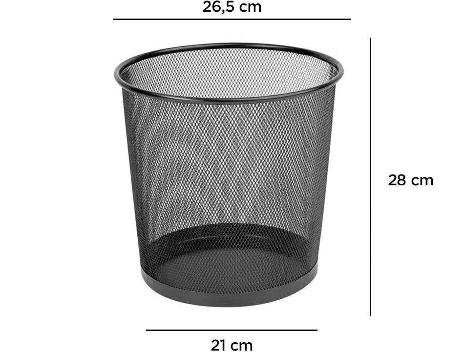 Corbeille à papier q-connect maille métallique 13l 265mm diamètre hauteur 280mm coloris noir