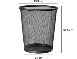 Corbeille à papier q-connect maille métallique forme circulaire 19l 295x345x240mm coloris noir
