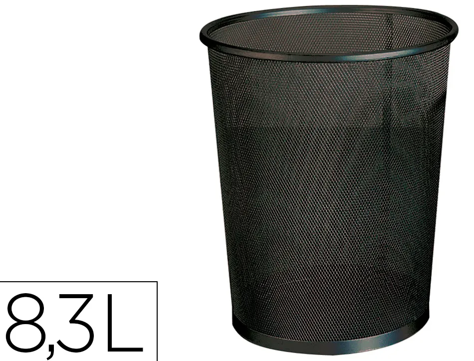 Corbeille à papier q-connect maille métallique forme circulaire 8.3l 235x260x190mm coloris noir