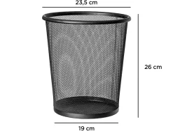 Corbeille à papier q-connect maille métallique forme circulaire 8.3l 235x260x190mm coloris noir