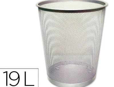 Corbeille à papier q-connect maille métallique forme circulaire 19l 295x345x240mm coloris gris