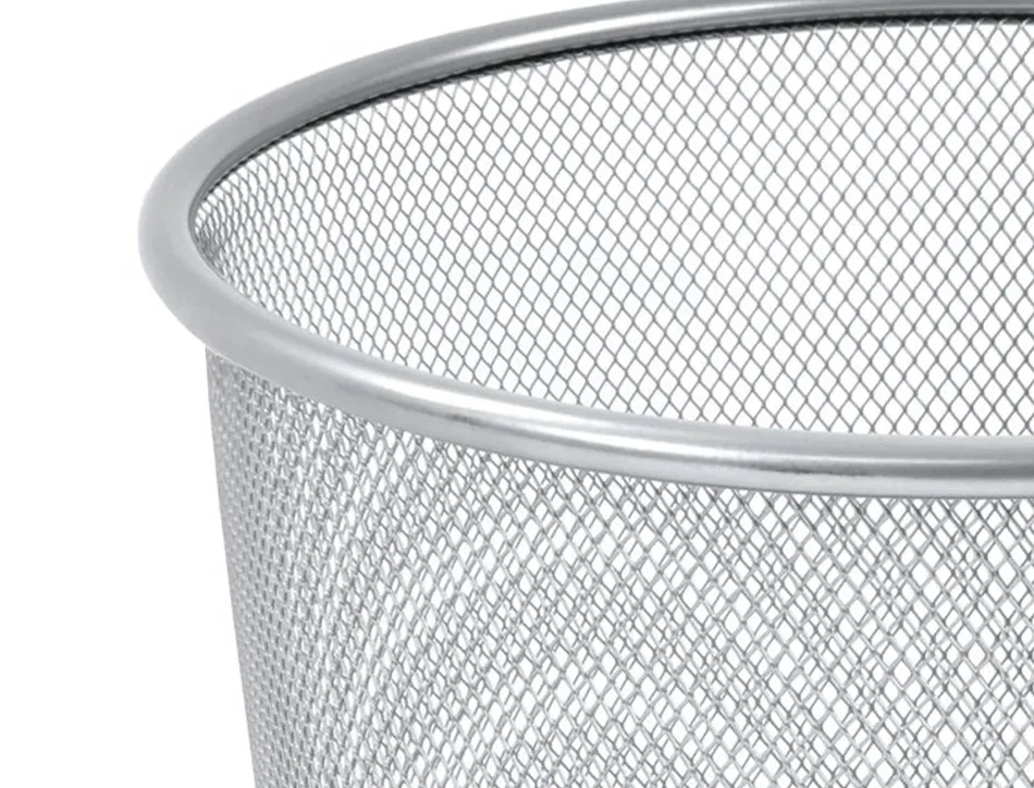 Corbeille à papier q-connect maille métallique forme circulaire 19l 295x345x240mm coloris gris