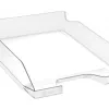 Corbeille a courrier exacompta combo midi polystyrene solide stable superposable a4+ 347x255x65mm cristal glossy