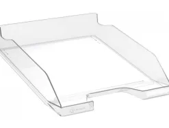 Corbeille a courrier exacompta combo midi polystyrene solide stable superposable a4+ 347x255x65mm cristal glossy