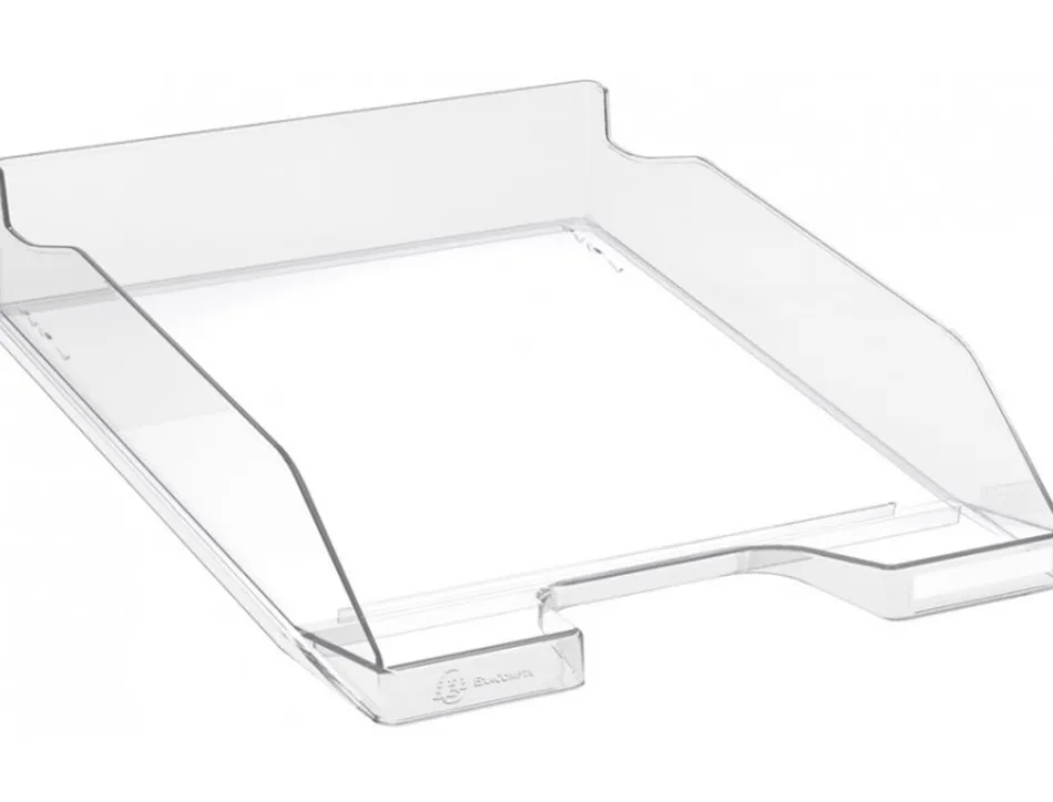 Corbeille a courrier exacompta combo midi polystyrene solide stable superposable a4+ 347x255x65mm cristal glossy