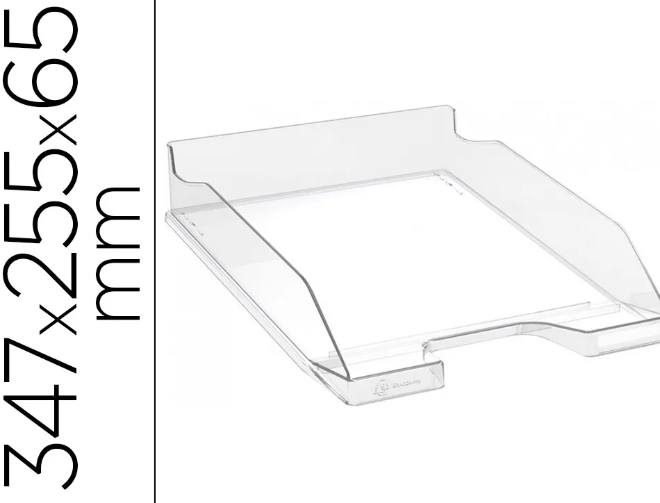 Corbeille a courrier exacompta combo midi polystyrene solide stable superposable a4+ 347x255x65mm cristal glossy
