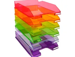 Corbeille a courrier exacompta combo midi polystyrene solide stable superposable a4+ 347x255x65mm cristal glossy