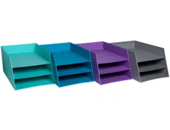 Corbeille a courrier exacompta texto carton 3 niveaux a4 capacite 500 feuilles