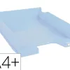 Corbeille a courrier exacompta bee blue plastique recycle a4+ superposable capacite 500f coloris bleu clair