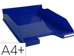 Corbeille a courrier exacompta bee blue plastique recycle a4+ superposable capacite 500f coloris bleu marine