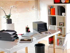 Corbeille a courrier exacompta combo midi polystyrene solide stable superposable a4+ 347x255x65mm coloris noir