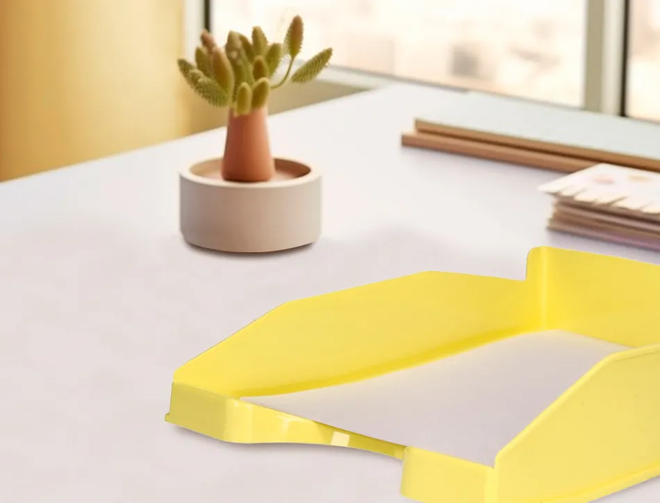 Corbeille a courrier q-connect plastique 240x70x340mm coloris jaune pastel opaque
