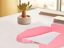 Corbeille a courrier q-connect plastique 240x70x340mm coloris rose pastel opaque