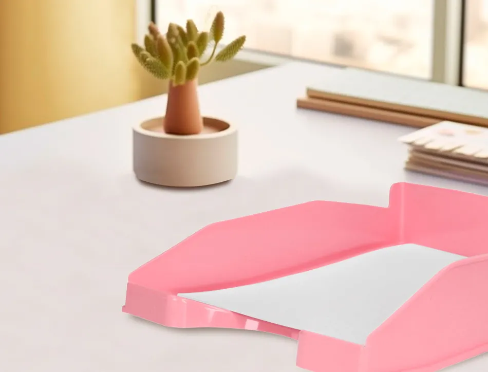 Corbeille a courrier q-connect plastique 240x70x340mm coloris rose pastel opaque