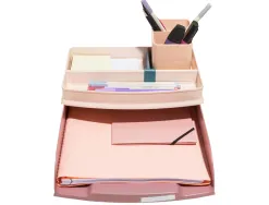 Corbeille courrier exacompta combo styli skandi a4+ superposable verticale/escalier coloris vieux rose