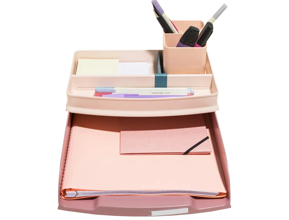 Corbeille courrier exacompta combo styli skandi a4+ superposable verticale/escalier coloris vieux rose