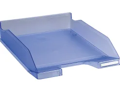 Corbeille courrier exacompta midi-combo superposable verticale/escalier coloris bleu glace translucide