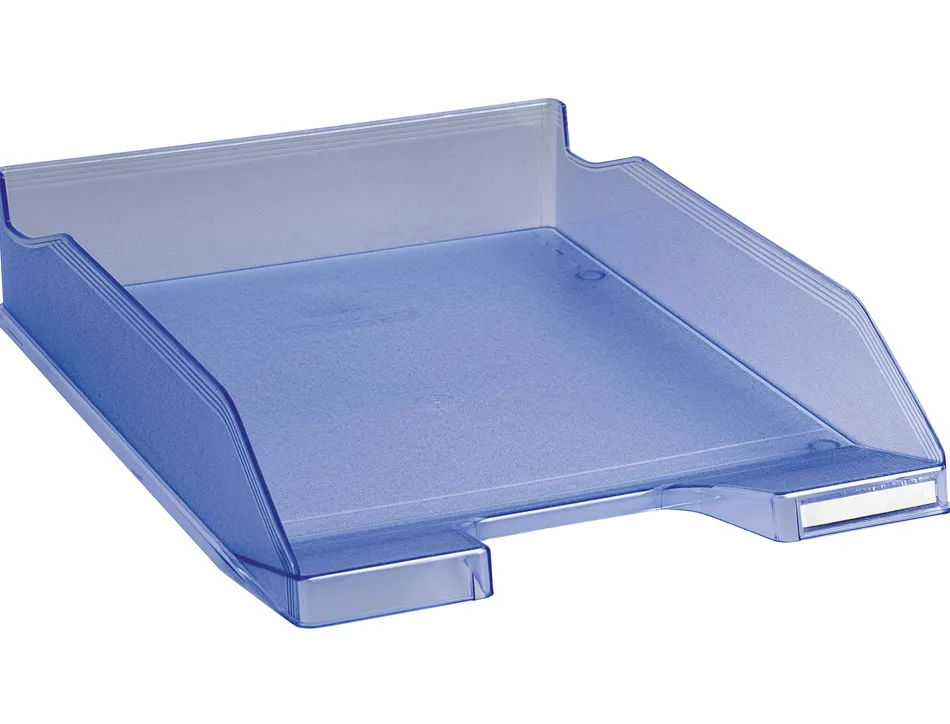 Corbeille courrier exacompta midi-combo superposable verticale/escalier coloris bleu glace translucide
