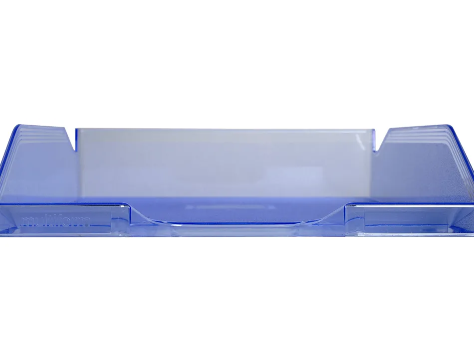 Corbeille courrier exacompta midi-combo superposable verticale/escalier coloris bleu glace translucide