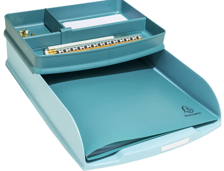 Corbeille courrier exacompta combo styli skandi a4+ superposable verticale/escalier coloris bleu givre
