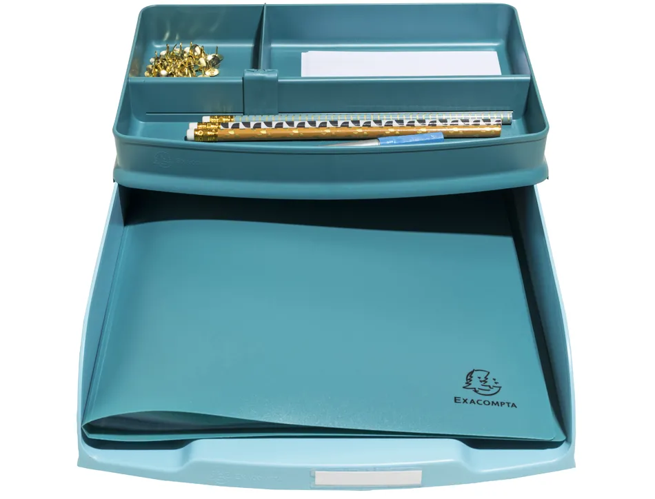 Corbeille courrier exacompta combo styli skandi a4+ superposable verticale/escalier coloris bleu givre