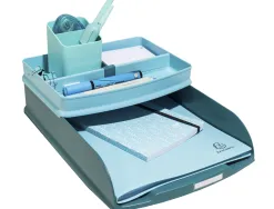 Corbeille courrier exacompta combo styli skandi a4+ superposable verticale/escalier coloris bleu pacifique