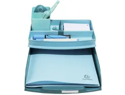 Corbeille courrier exacompta combo styli skandi a4+ superposable verticale/escalier coloris bleu pacifique