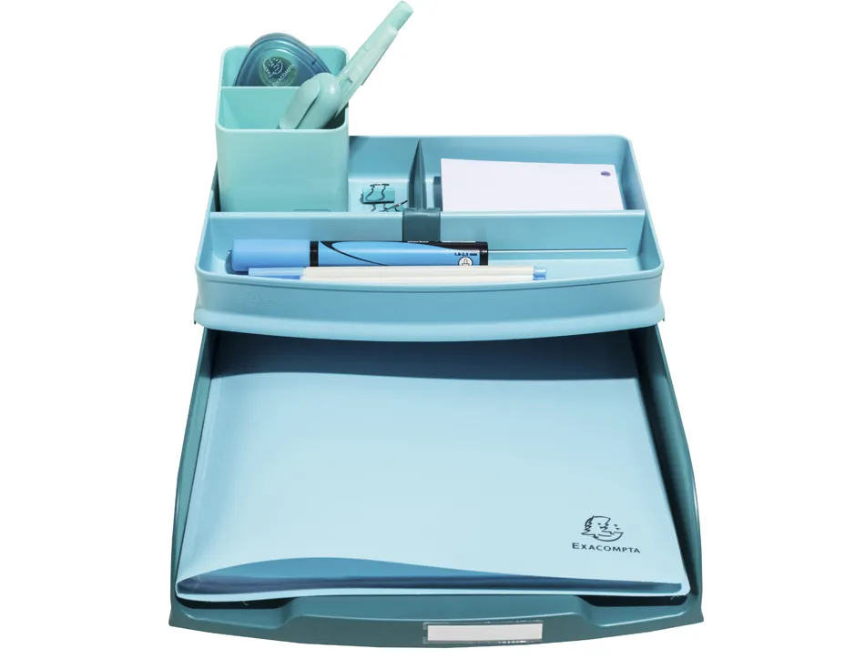 Corbeille courrier exacompta combo styli skandi a4+ superposable verticale/escalier coloris bleu pacifique